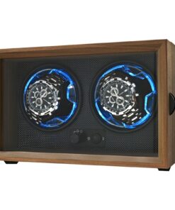Isili Doppel Uhrenbeweger für Automatikuhren - leis keyof blaues Licht - Geschenk für Uhrenliebhaber - 4-Rotationsmodus