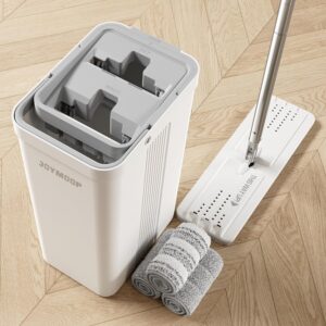 JOYMOOP Mopp und Eimer Set für Zuhause und Büro, praktisches Mopp- und Eimersystem, wiederverwendbare Mikrofaser-Mopp-Pa