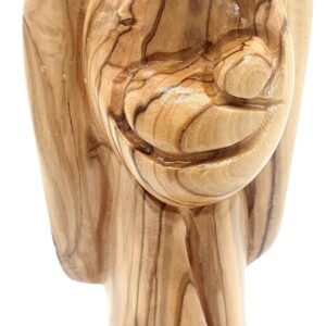 Schutzengel aus Olivenholz für Neugeborene - Zuluf ANG013 | Taufengel | Geschenk für werdende Mutter (14 cm)
