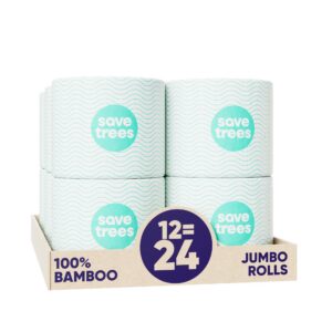 Save Trees Bambus Toilettenpapier - 12 Rollen Bio Toilettenpapier, 3-lagig, pfaszfrei, FSC zertifiziert, plastikfrei, ve