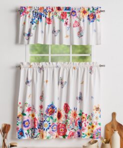 Maison d'Hermine Küchenvorhänge-Set - Baumwoll-Qualität, Osterdekoration, Happy OEKO-TEX STANDARD 100