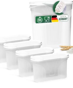 Novaliv Schüttdosen zum Streuen - Dosen mit Deckel für Müsli, Mehl und Zucker - Küchen Organizer (1x 4 Liter und 4x 1 Li