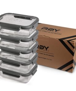 RDY® Freshhaltige Essensboxen Set - luftdicht & BPA-frei, perfect fuer Microwave, Backofen, Gefrierfach - 5x 1500ml Boxe