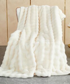 Kaninchen Plüsch Kuscheldecke Super Soft Warme Überwurfdecke Für Bett Sofa Schlafzimmer Büro 100 x 160cm OWKO-TEX