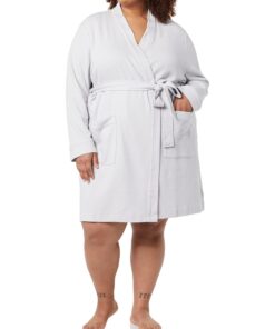 Amazon Essentials Leichter Waffel-Bademantel Damen Mittellang OEKO-TEX