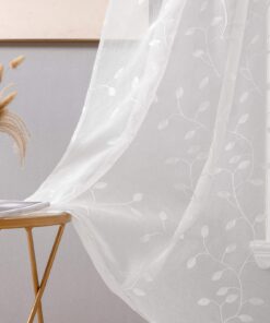 MIULEE Transparente Fensterschlafzimmer-Vorhänge Voile Blumen Stickerei mit Ösen 2 Stücke Set untuk Wohn- und Schlafzimm