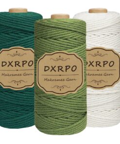 Premium Makramee Garn Set für DIY Handwerk und Boho Deko - Baumwollgarn für Hängepflanzen - 3 Stück 3mm x 100m - Natur,