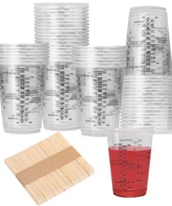 50 Stück Epoxidharz Mischbecher Set, 240 mlTransparent Lackmischbecher mit Skala, идеale Auswahl für Entertainer und Pro