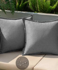 EMEMA Outdoor Wetterfest Sofakissen 45x45 cm für Garten Sofa Wohnzimmer Bett Grau