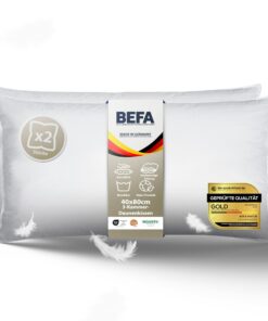 BEFA NATUR 3-Kammer Daunenkissen 40x80 cm für Allergiker | Tierwohl (DOWNPASS) | Oeko-TEX Klasse 1 | Made in Germany OEK