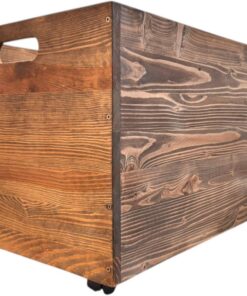 weeco Holz-Aufbewahrungstruhe mit Rollen 73x45x40 cm Multifunktionale Kaminholz Truhe Kiefernholz Braun