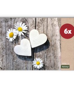 Tischsets 6er als abwaschbare Blumen Tischdekoration - Platzdeckchen Gänseblümchen in 43 cm für Essensservieren im Wohnz