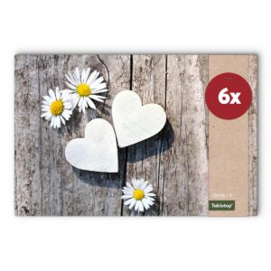 Tischsets 6er als abwaschbare Blumen Tischdekoration - Platzdeckchen Gänseblümchen in 43 cm für Essensservieren im Wohnz