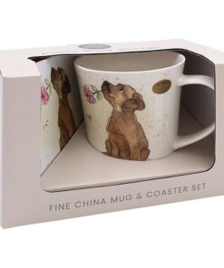 The Leonardo Collection Papierschuppen Design Hund mit Rose Tasse stilvolle Keramikbecher für Zuhause und Küche | Stilv