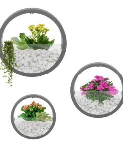 Moderne Hängende Blumentöpfe 3er Set Grau - Wandmontage für Zimmerpflanzen