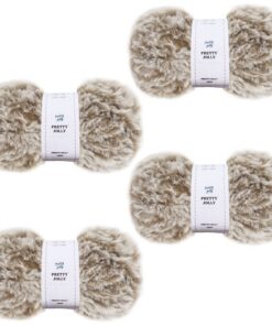 Pretty Jolly hellbraunes Kunstfell Garn für weiche Textilien, geeignet für Kinder, ideal zum Stricken und Knüpfen (4 Kn