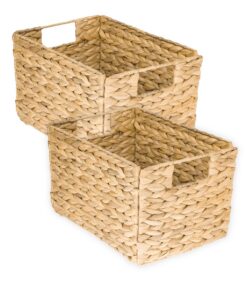 HMF Aufbewahrungskorb faltbar geflochten aus Wasserhyazinthe Seegras | 2er Set | Größe M | 32 x 23 x 20 cm HMF faltbar