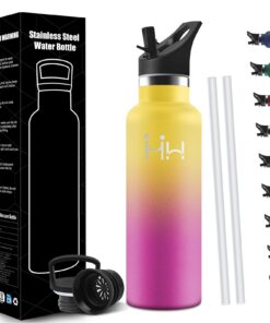 HoneyHolly Edelstahl Trinkflasche 750ml Doppelwandig Isolierflasche Auslaufsicher mit Strohhalm BPA-frei