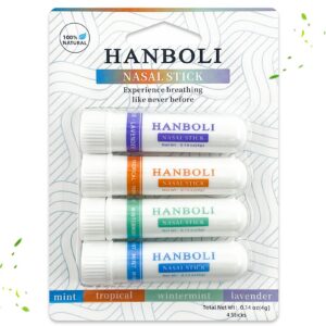 4 Stück Minze-Aromatherapie-Naseninhalator, tragbare Nasal Stick für Erhöhung der Konzentration und Reinigung der Nasenh