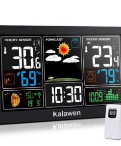 Kalawen Wetterstation 9-IN-1 mit Außensensor Wireless Temperatur-Feuchtigkeits-Monitor Wettervorhersage für Zuhause Gart