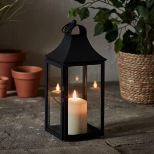 Lights4fun Metall Laterne Albury mit Fernbedienung und TruGlow® LED Kerze für Außengebung 34cm