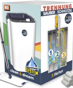 Ultra Hygienischer Wischmopp Set mit Eimer: Für einfache und frisch-wassergebundene Reinigung |Einfache Reinigung mit Pu