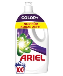 Ariel Flüssigwaschmittel 100 Washladungen Color+, Kraftvolle Fleckenentfernung in nur 1 Waschgang, ideal für die gesamte