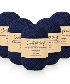 Coopay Wolle zum Häkeln - Super Weich Babywolle für Anfänger - Marineblau - 225g - 5 Faiding Wolle zum Stricken Coopay M