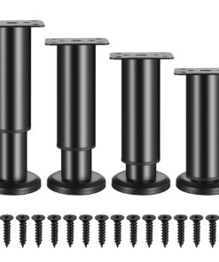 4 Stück Verstellbare Möbelfüße, 12-18 cm Höhenverstellbar, für Schrankfüße, Couchfüße und Bettfüße (Schwarz) 12-18 cm