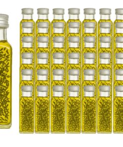 hocz Glasflaschen Set | 50 teilig 100 ml | Silber Schraubverschluss für eigenes Öl