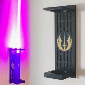 Poceton Lichtschwert Wandhalterung Muster Holz-Geschenk für Lichtschwert Fansvertikaler Display Halter für alle Poceton