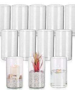Glasseam Glaszylinder 12er Set Klar Windlichter für Hochzeit Tischdeko