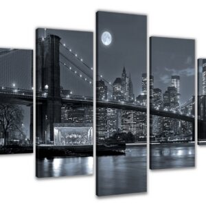 Visario Original 200 x 100 cm Bild auf Leinwand New York Nr 6314 rahmte Bilder 5 Teile