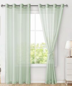 Hiasan 2er Set Transparente Vorhänge für Schlafzimmer | Wohnzimmer Deko | Salbei Grün RecycledClaim Standard 240x140cm