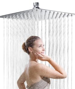 Regendusche 304 Edelstahl, Wassersparend mit 90 Anti Kalk Düsen (Square), 8 Zoll 360° Verstellbar (Regenduschkopf)