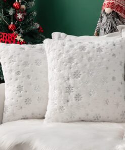 MIULEE Kuschelkissen Set Weihnachten 40x40 cm Weiß