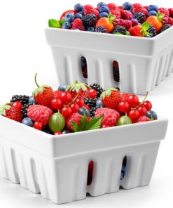 MIAMIO - Keramik Beerenkorb für Obst und Gemüse - Deko und Aufbewahrung für die Küche - 2er Set