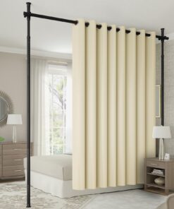 Raumteiler Paravent ohne Bohren für Wohnzimmer und Schlafzimmer - Flexibel einstellbar - Schwarz - B 178 cm x H 317 cm