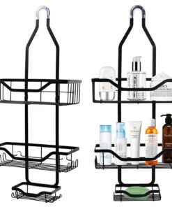 Azonelife Duschablage zum Hängen Schwarz Edelstahl Badezimmer Organizer | Azonelife Hängendes Duschregal 3-Stufig Schwa