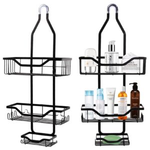 Azonelife Duschablage zum Hängen Schwarz Edelstahl Badezimmer Organizer | Azonelife Hängendes Duschregal 3-Stufig Schwa