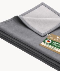 Allnatura große flauschige Baumwoll-Plüschdecke - nachhaltige Sofadecke 100 % Bio-Baumwolle - waschmaschinenfeste Wohnde