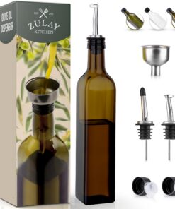Zulay Olivenöl Flasche für die Küche – Glas Spenderflasche mit 2 Ausgießern und 2 abnehmbaren Korken – Ölflasche mit Tri