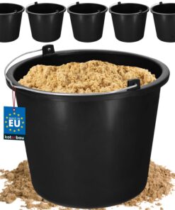 KOTARBAU 5er Set Putzeimer Mörteleimer Zementeimer Wassereimer Garteneimer Schwarz 5L | KOTARBAU Kunststoff-Eimer für P