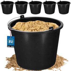 KOTARBAU 5er Set Putzeimer Mörteleimer Zementeimer Wassereimer Garteneimer Schwarz 5L | KOTARBAU Kunststoff-Eimer für P