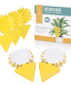 Rovar Gelbsticker Fliegenfalle - Effektive Bekämpfung von Trauermücken - 60 Stück, Extra Große Fangfläche (060 Stück)