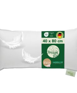 DREAMSTAR Daunenkissen 40 x 80 cm | 3-Kammer Daunenkopfkissen | Top Hotelqualität für Allergiker | ÖKO-TEX | Allergiefre