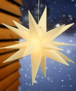 Spetebo Adventsstern zum Hängen für Außen - Weihnachtsstern warm weiß beleuchtet mit Timer - Outdoor Beleuchtung 60 cm k