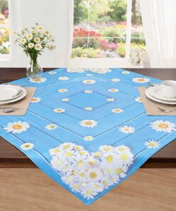 KAMACA Blaue Mitteldecke mit Margeriten & Blumenmotiv, ideal für Frühling & Sommer in Küche, Esstisch & Wohnzimmer (85x8