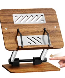 Verstellbarer Leseständer für Kochbücher und Laptop – Multifunktionaler Holz-Stand | Seitenclip-Kochbuchhalter mit Vers