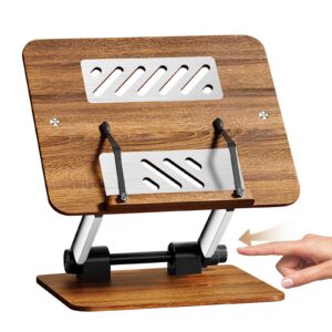 Verstellbarer Leseständer für Kochbücher und Laptop – Multifunktionaler Holz-Stand | Seitenclip-Kochbuchhalter mit Vers